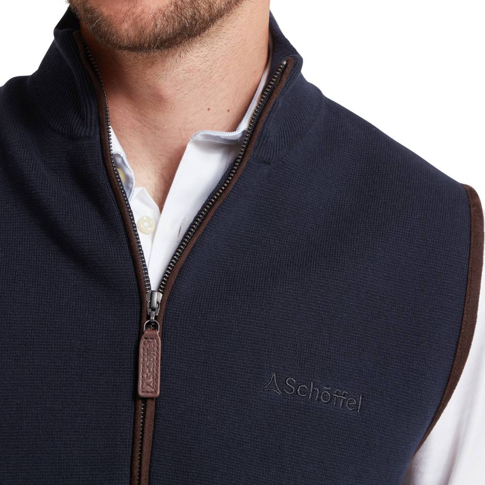 Navy Blue Vest with Brown Zipper and Schöffel Logo