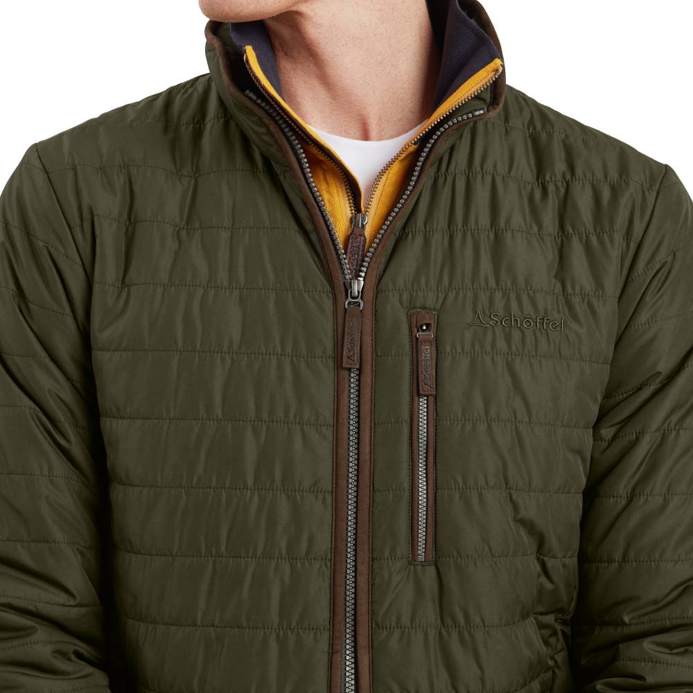 Mens Padded Coat with Brown Trim