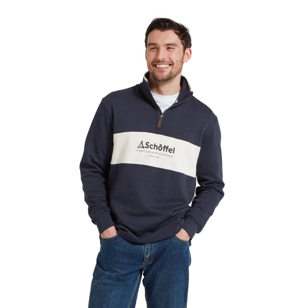 Schoffel Trencrom Men's 1/4 Zip Sweatshirt (Navy/Stone)
