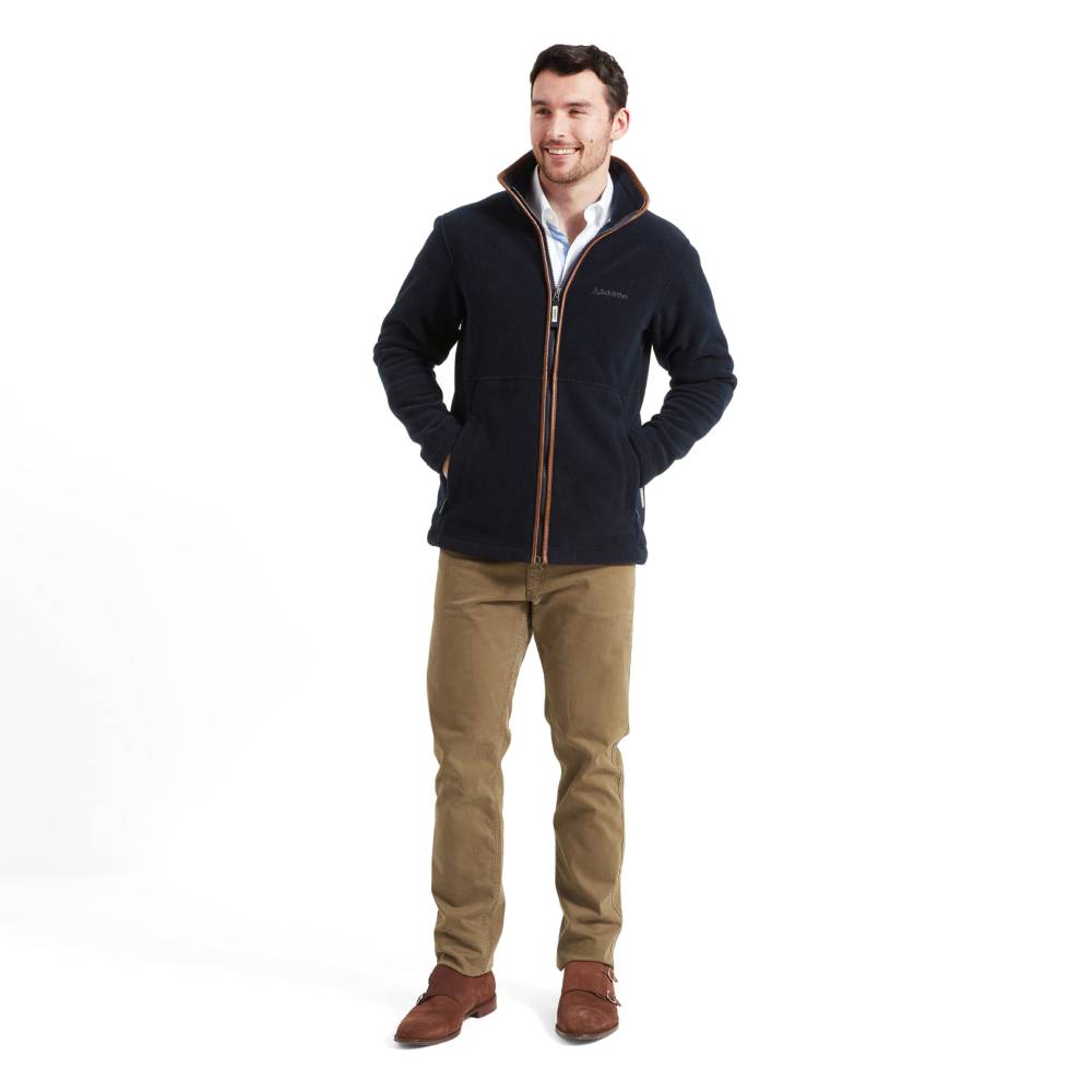 Men's Navy Fleece with Brown Trim