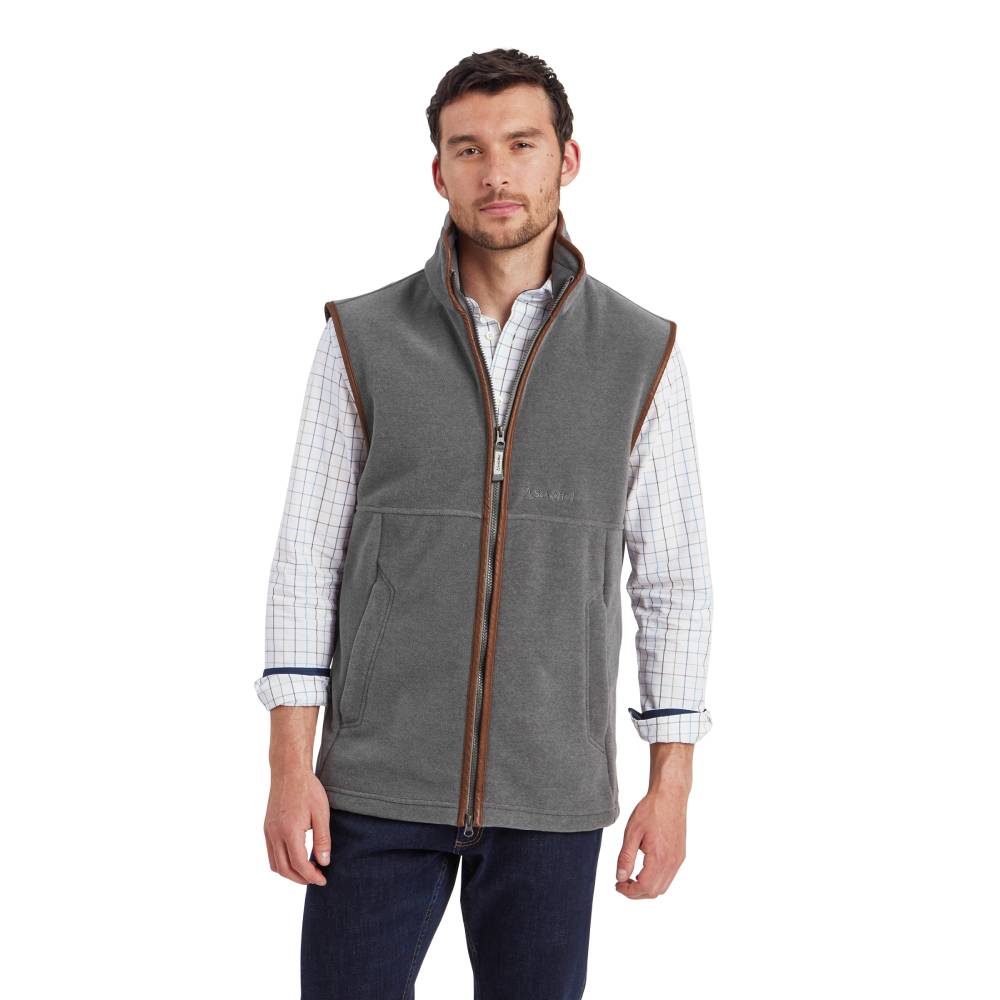 Two Way Zip Men's Fleece in Pewter Grey