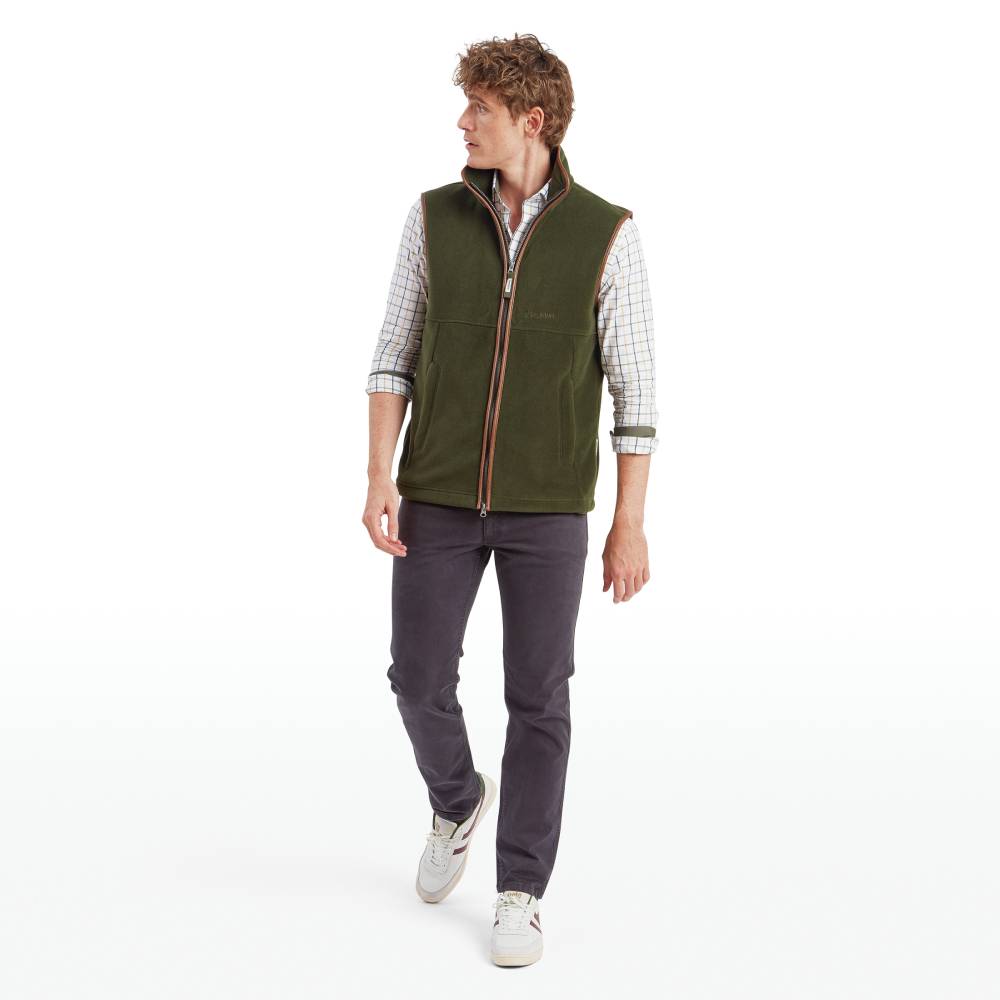 Green Polyester Fleece Gilet for Men