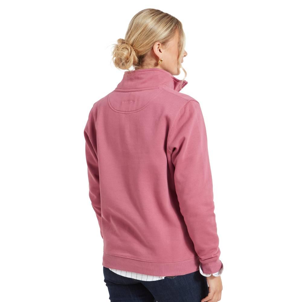 1/4 Zip Ladies Sweatshirt in Dusky Pink