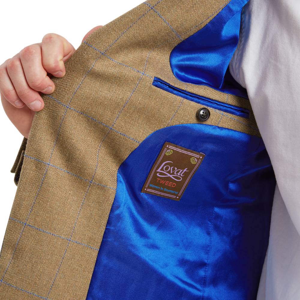 Lovat Tweed Blazer with Blue Satin Lining