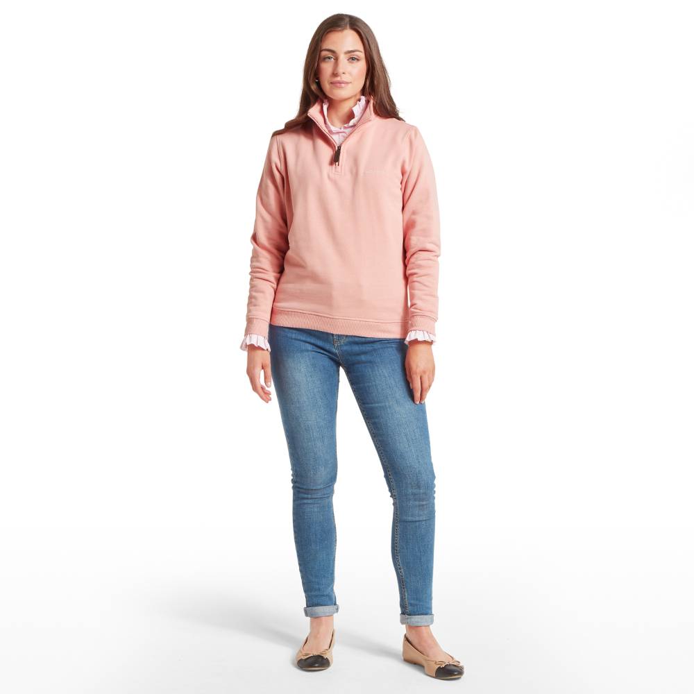 Womens Zip Up Sweatshirt in Pale Rose