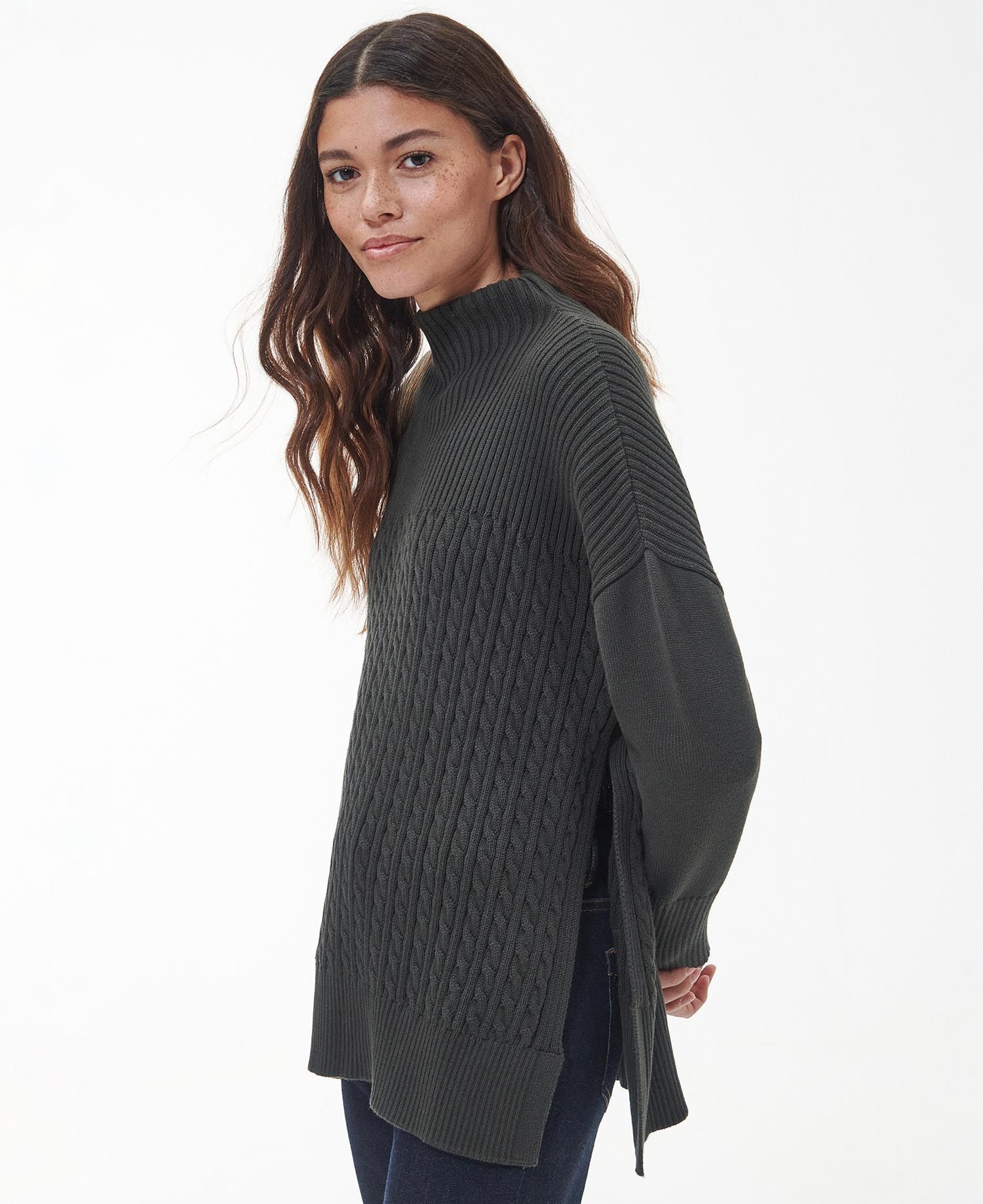 Stitch Guernsey cape (Olive)