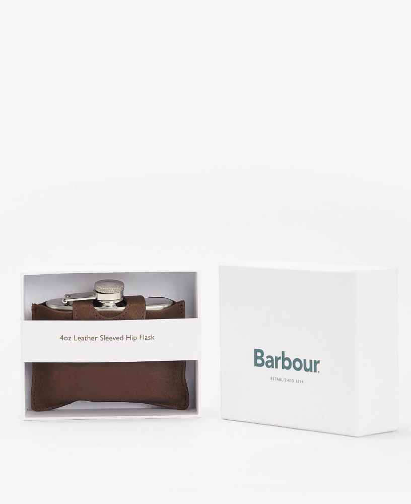 Barbour 4oz Hip Flask (Brown)