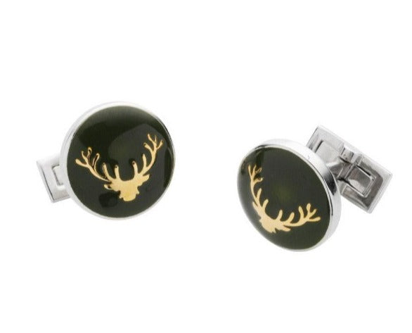 Laksen Stag Head Cufflinks (Green)