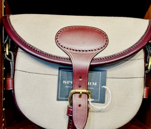 Handmade Leather Canvas Cartridge Bag (Stone)