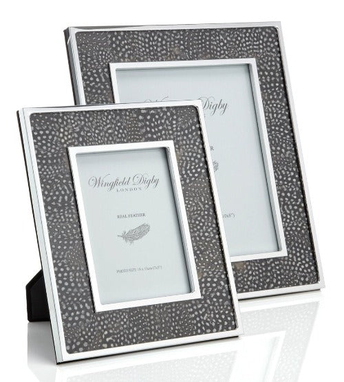 Guinea Fowl Feather & Glass Photo Frame