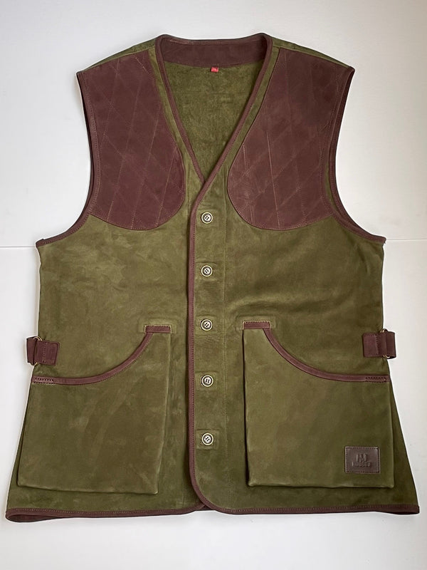 H J Hussey Mens Shooting Vest (Green/Brown)