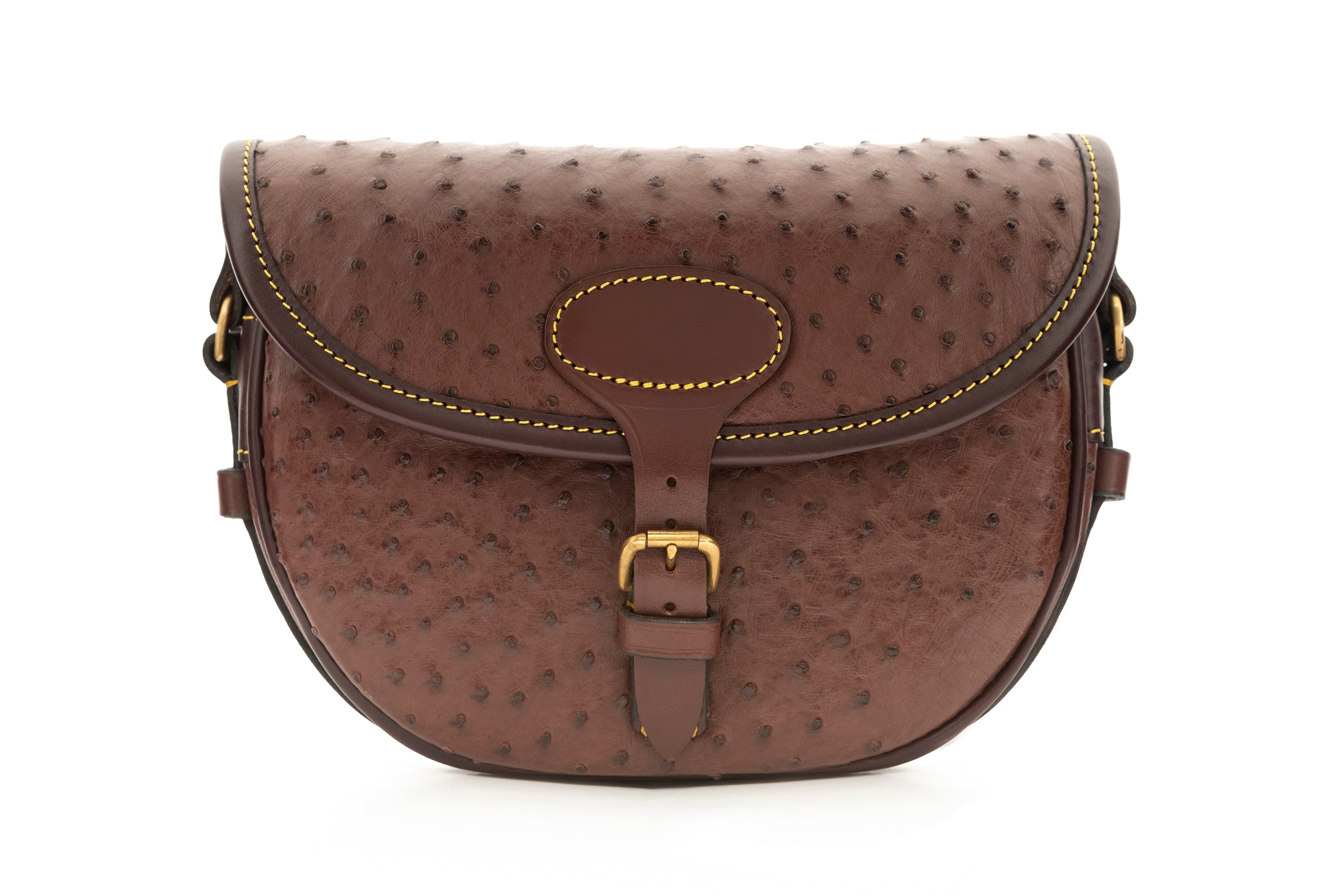 Handmade Ostrich Hide Cartridge Bag (Oxblood)