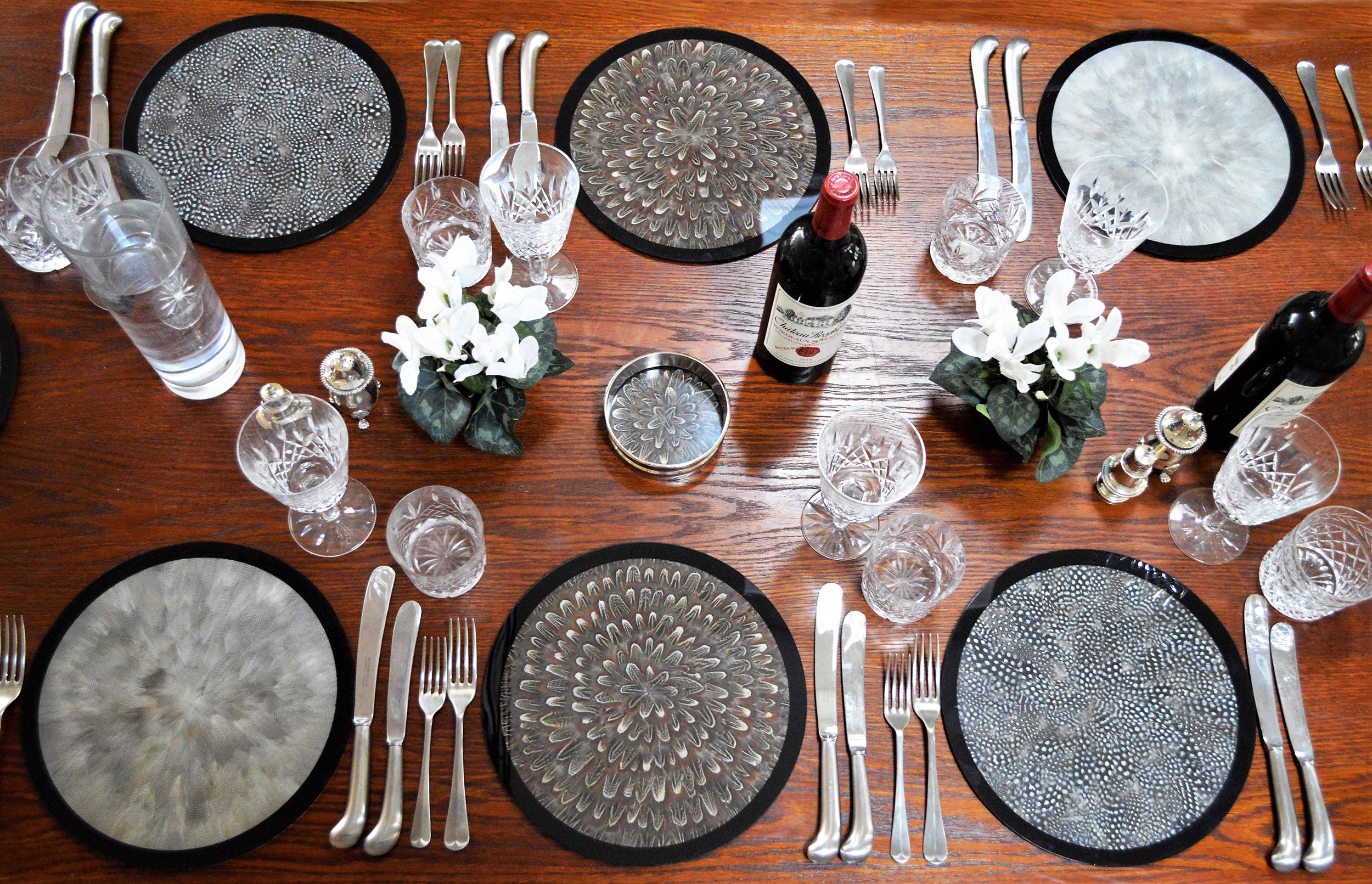 2 x Guinea Fowl & Glass Placemats
