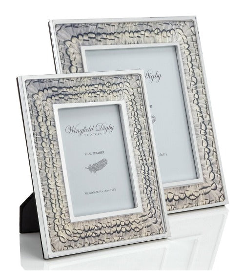 White Pheasant Feather & Glass Photo Frame