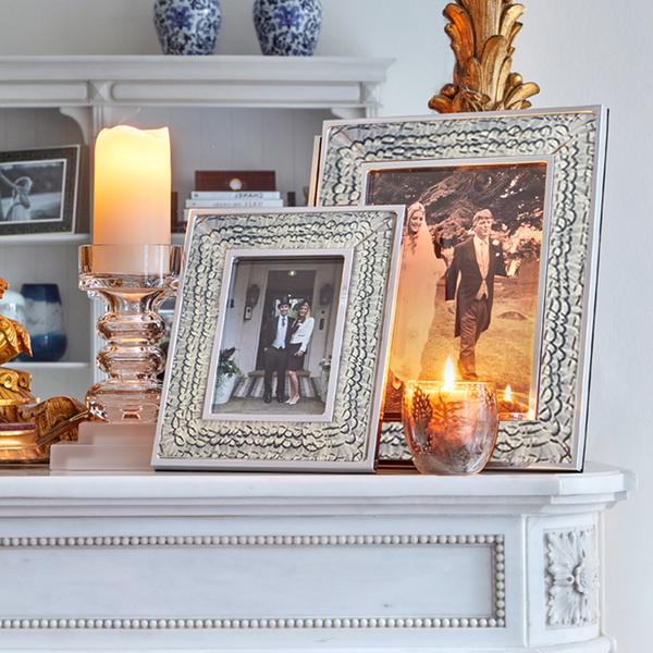 White Pheasant Feather & Glass Photo Frame