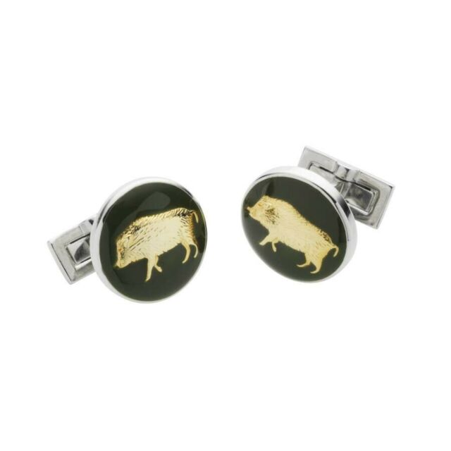 Laksen Boar Cufflinks (Green)