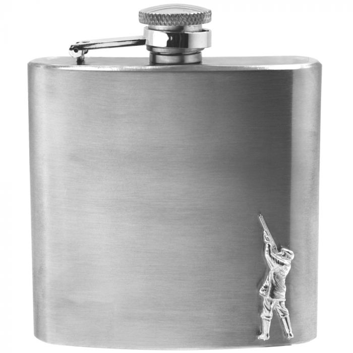 English Pewter 6oz Stainless Steel Hip Flask