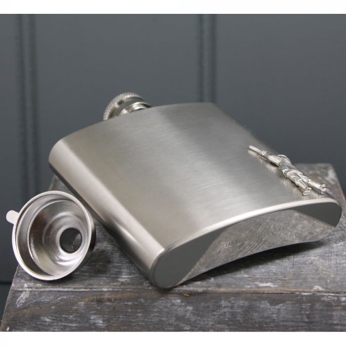 English Pewter 6oz Stainless Steel Hip Flask