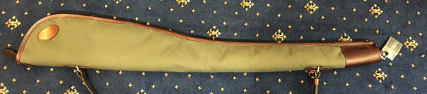 Handmade Plain Canvas and Leather Gun Slip (Dark Olive)