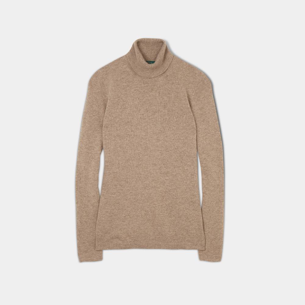 Ladies Lambswool Roll Neck Jumper in Beige