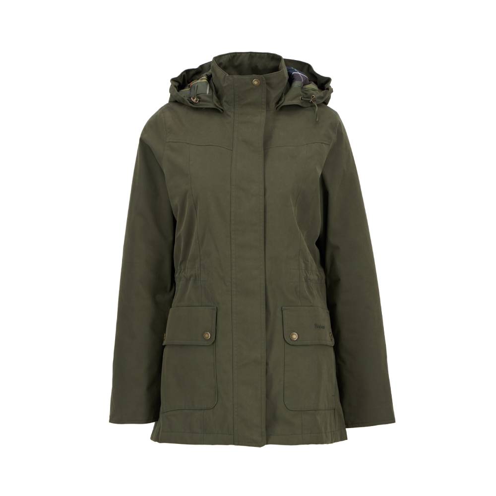 Ladies Green Waterproof Jacket with Hood