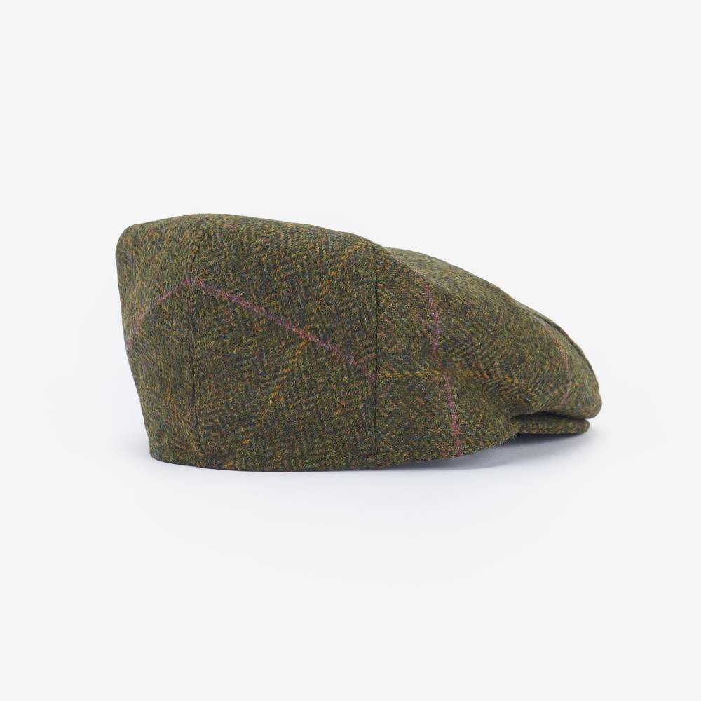 Men's and Ladies Flat Cap in Olive Green Check