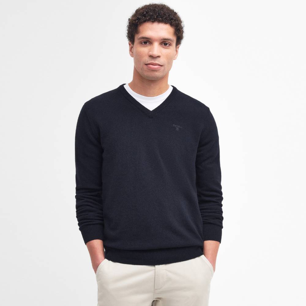 Essential Lambswool V Neck Jumper (Navy)