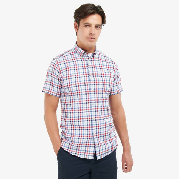 Short Sleeve Shirt in Red and Blue Check