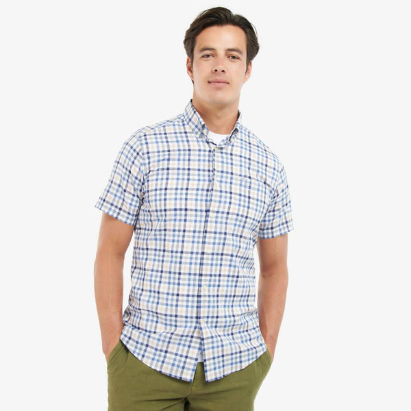 Blue Check Shirt with Button Down Collar