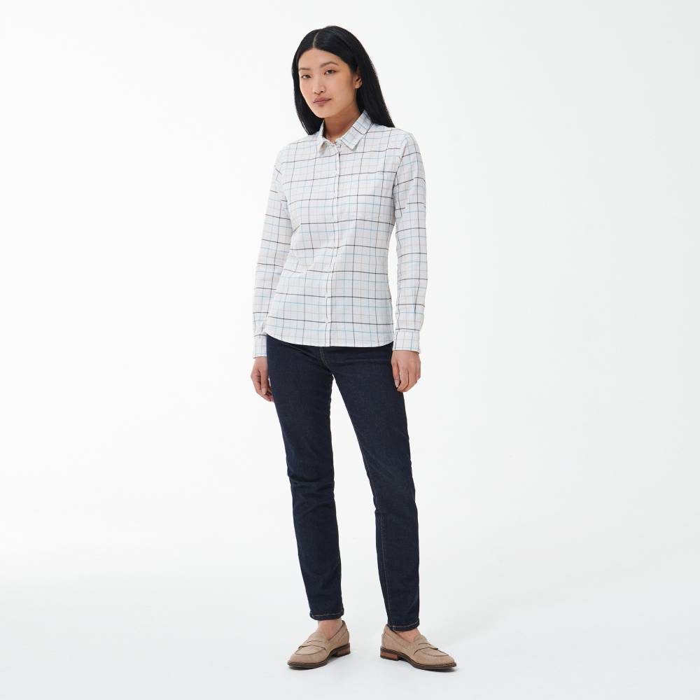 Barbour Ladies Triplebar Shirt (Cloud/Olive)