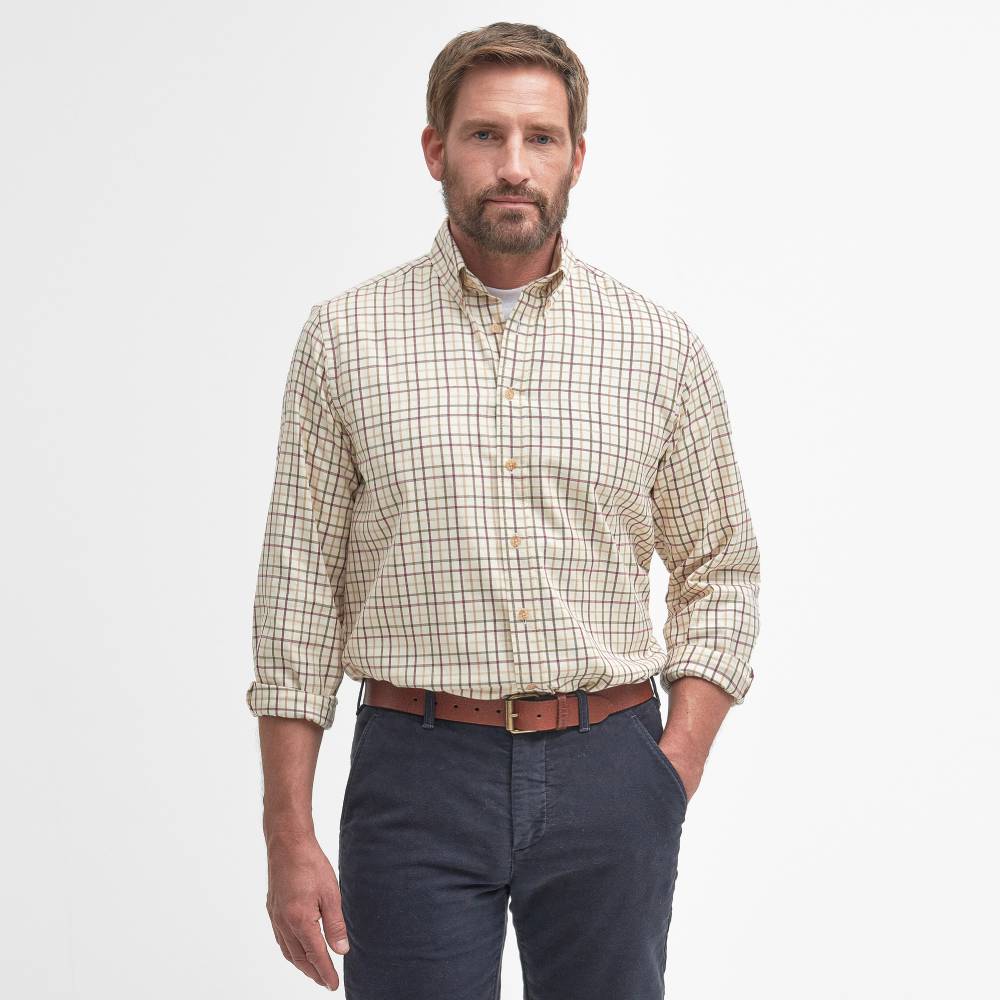 Barbour Sporting Tattersall Regular Men's Shirt (Red/Khaki)