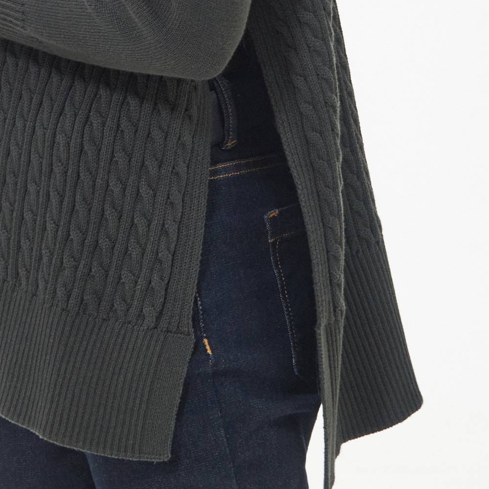 Cable Knit Jumper with Open Side Seams