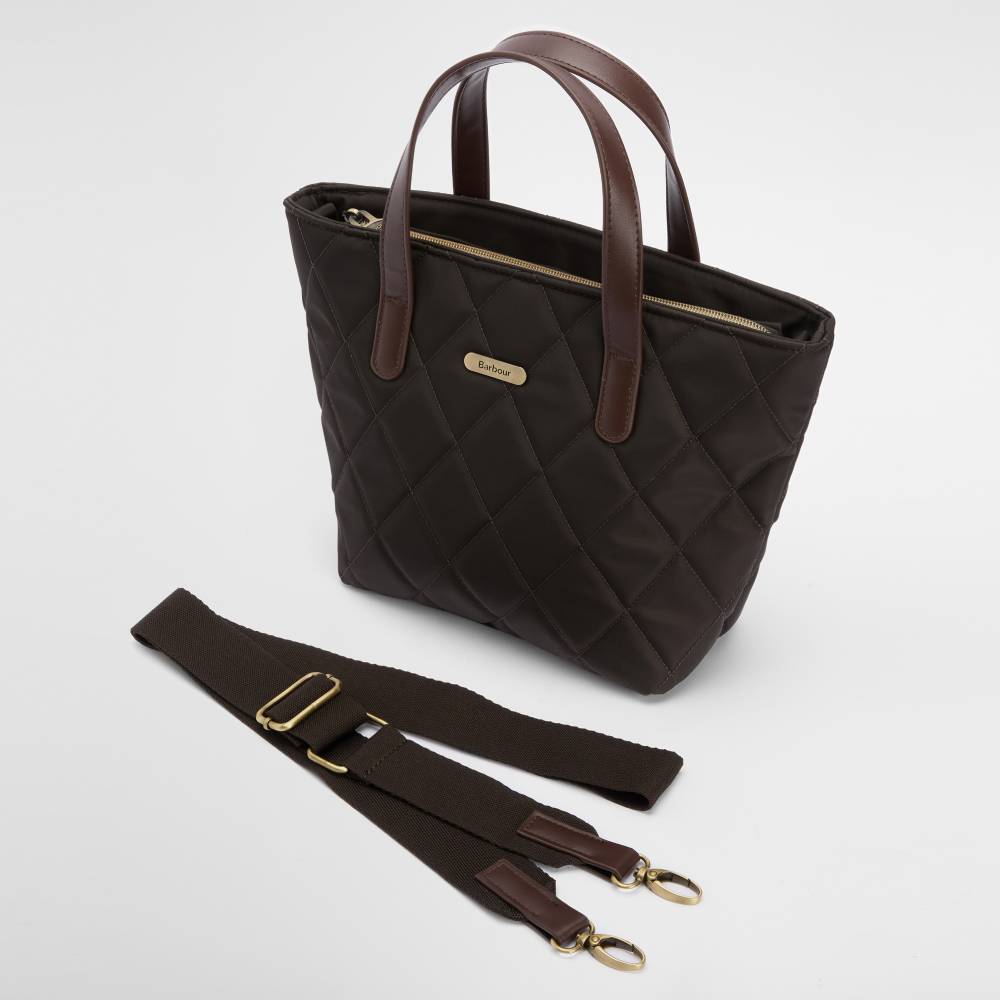 Brown Quilted Handbag with Detachable Shoulder Strap