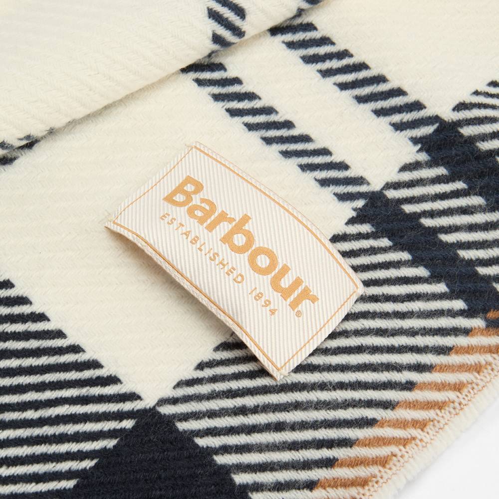 Hessian Navy Barbour Scarf with Brand Label