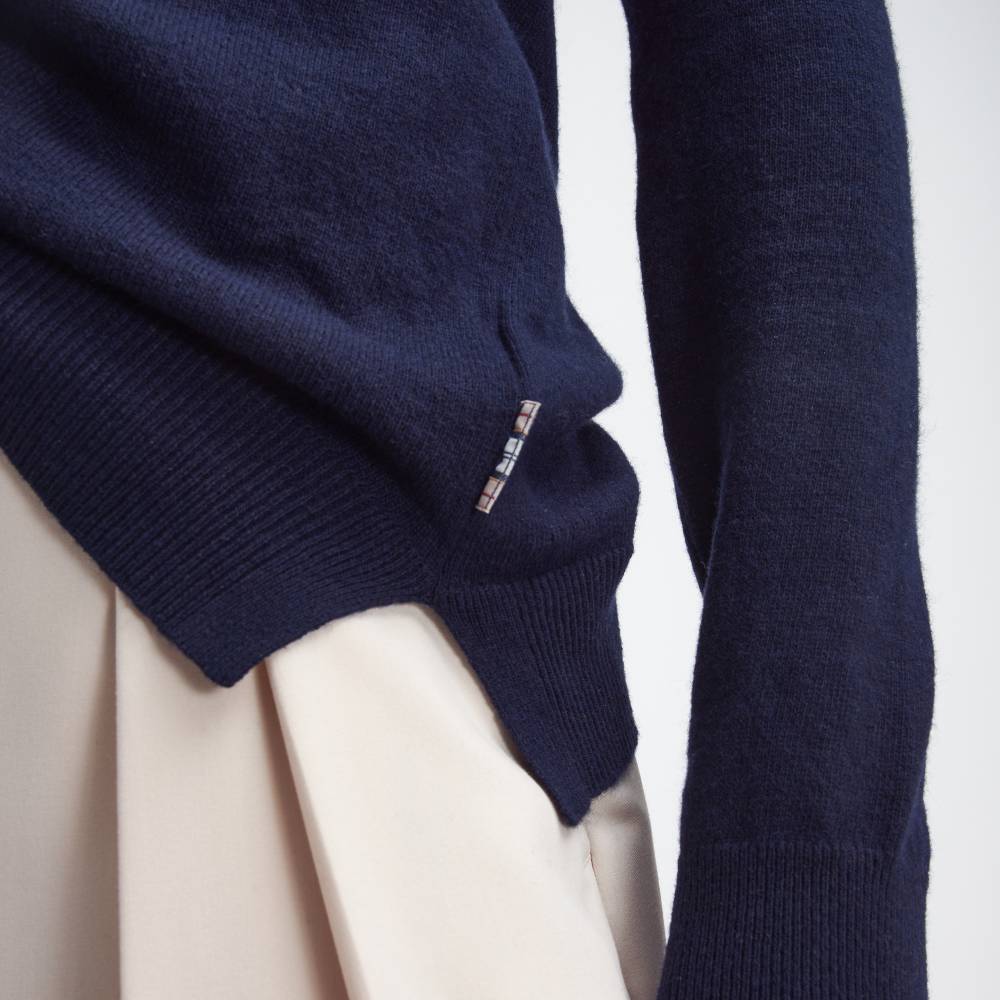 Navy Blue Sweater with Tartan Side Flag