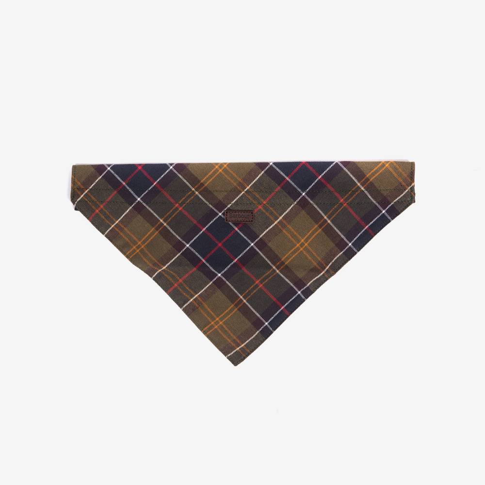 Plaid patterned bandana on a white background