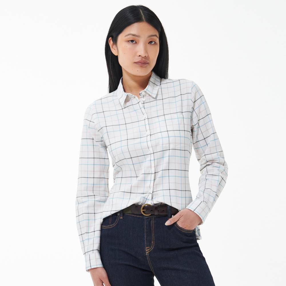 Barbour Ladies Triplebar Shirt (Cloud/Olive)