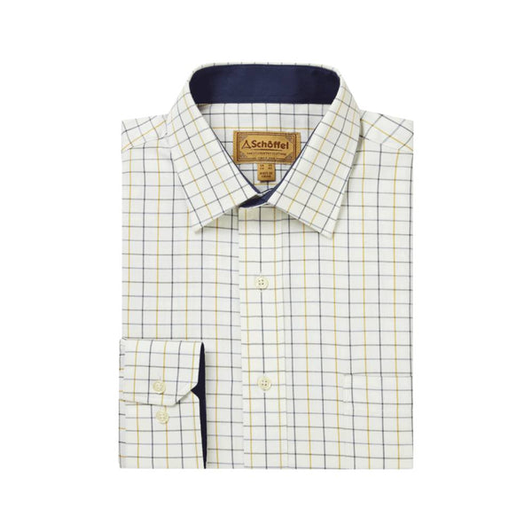 Schoffel Men's Check Shirt in Navy and Yellow