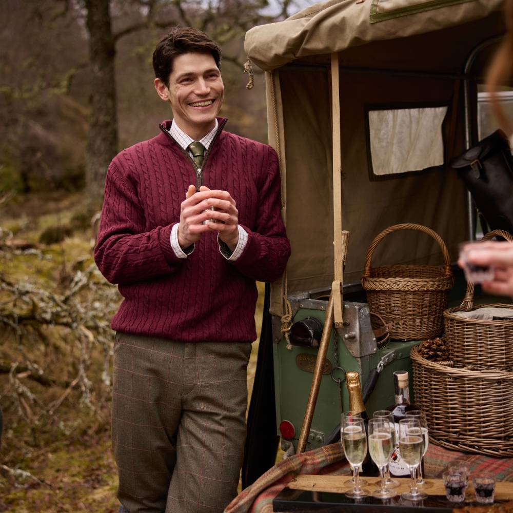 Men's Cable Knit Jumper with 1/4 Zip