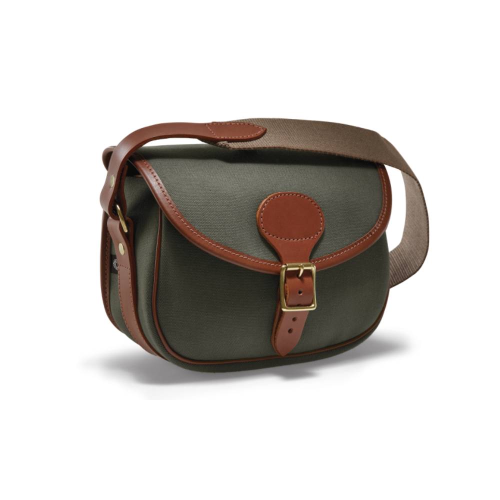 Green Canvas Bag with Tan Leather Trim from Croots