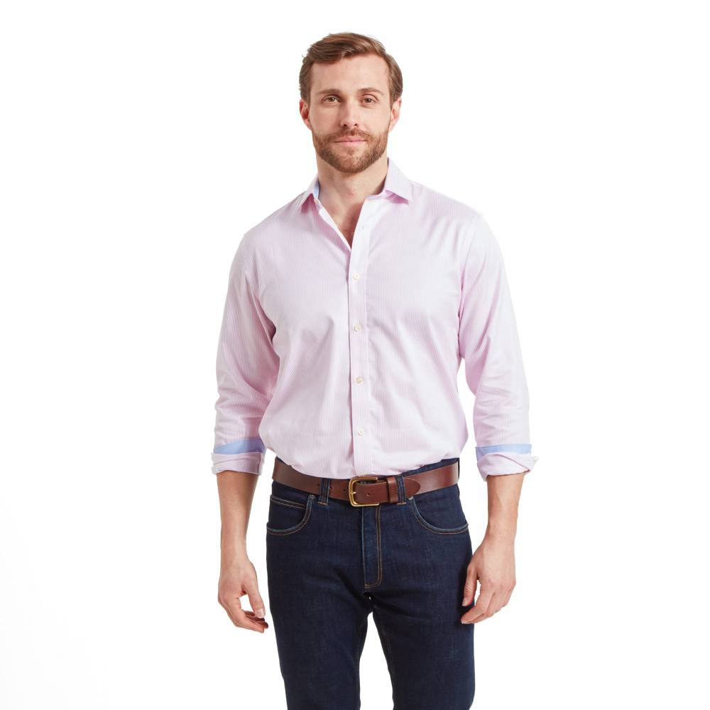 Schoffel Greenwich Tailored Shirt Pale (Pink Stripe)