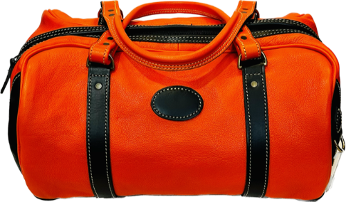 Handmade Leather Holdall (Orange & Black)