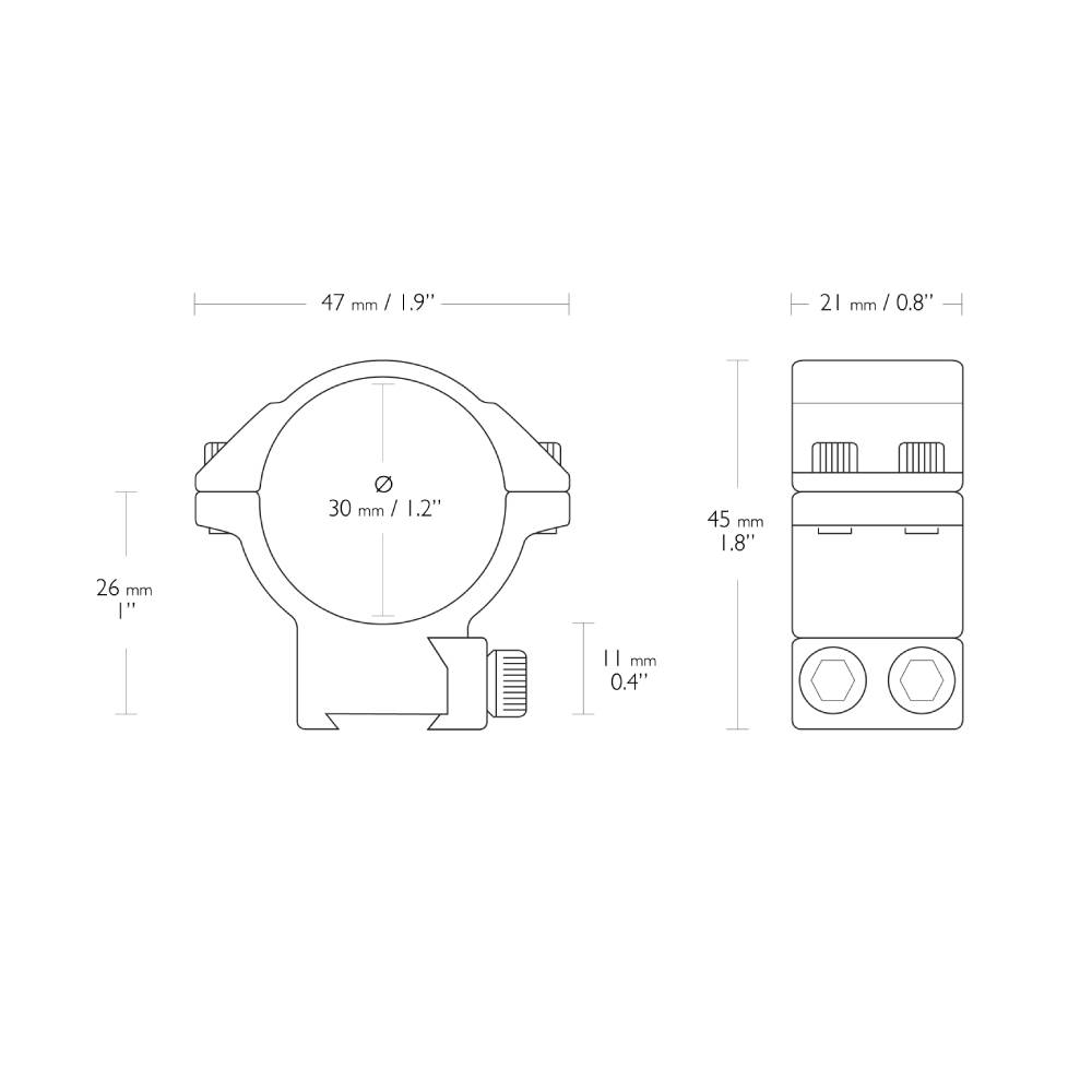 Hawke 2 Piece Match Ring - 9-11mm Dovetail | 30mm
