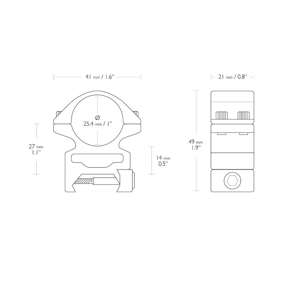 Hawke 2 Piece Match Ring - Weaver | 1 Inch