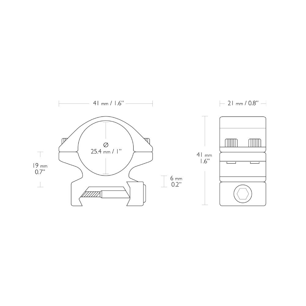 Hawke 2 Piece Match Ring - Weaver | 1 Inch