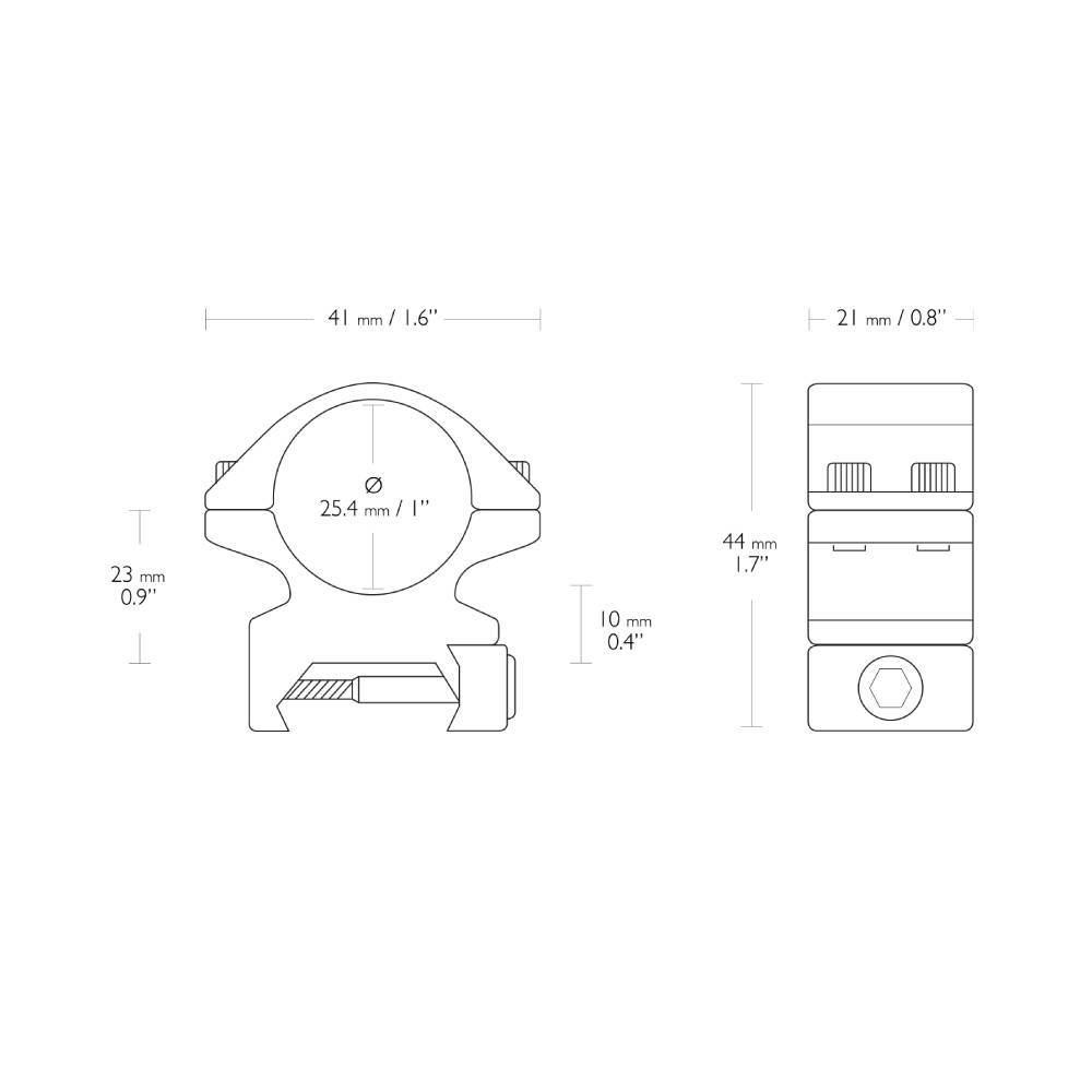 Hawke 2 Piece Match Ring - Weaver | 1 Inch