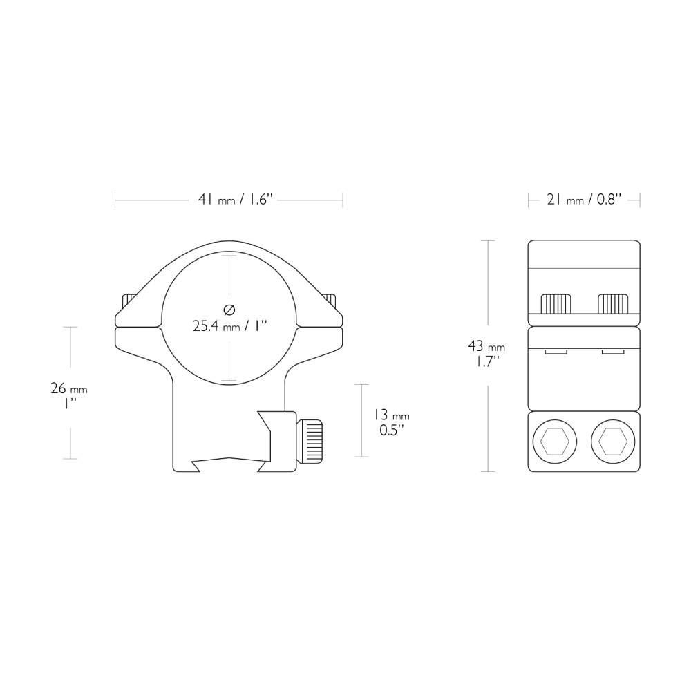 Hawke 2 Piece Match Ring - 9-11mm Dovetail | 1 Inch