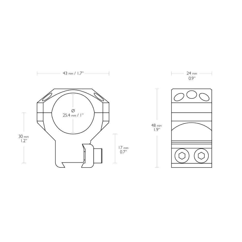 Hawke 2 Piece Tactical Ring Mounts - 9-11mm Dovetail | 1 inch
