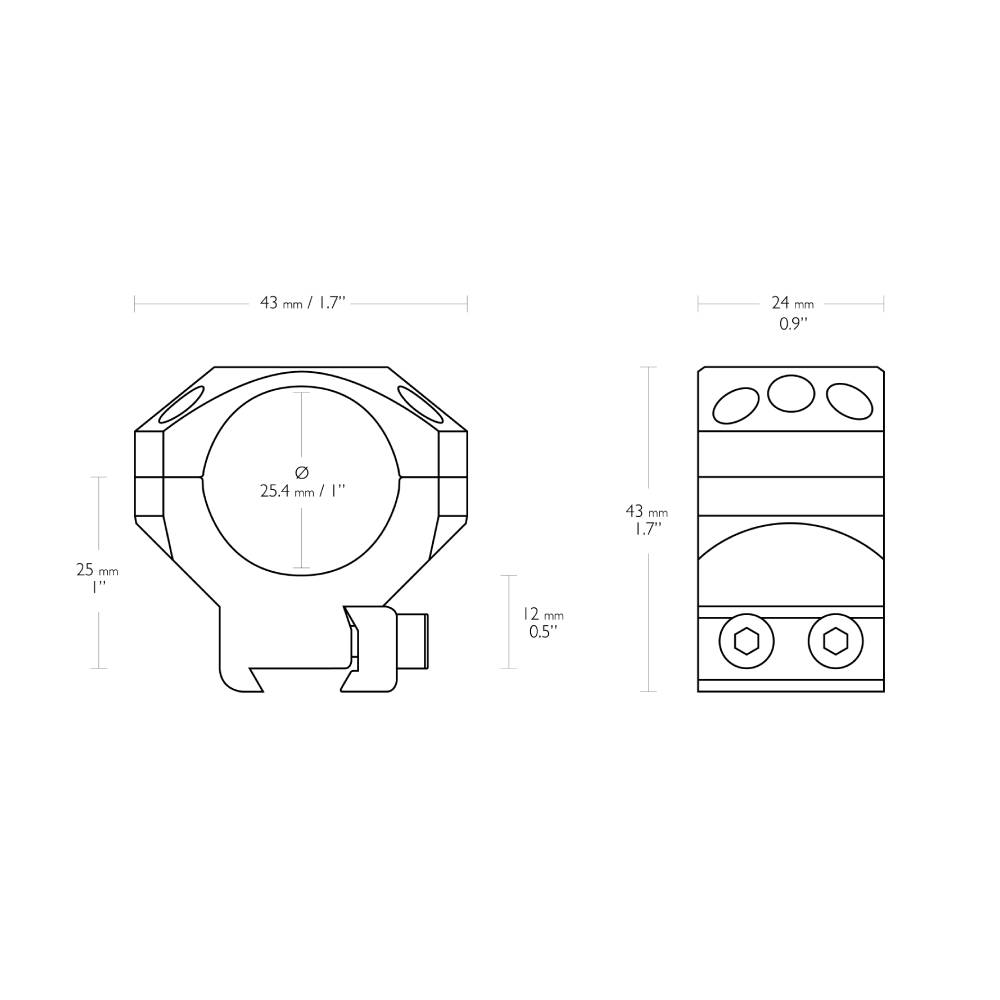 Hawke 2 Piece Tactical Ring Mounts - 9-11mm Dovetail | 1 inch