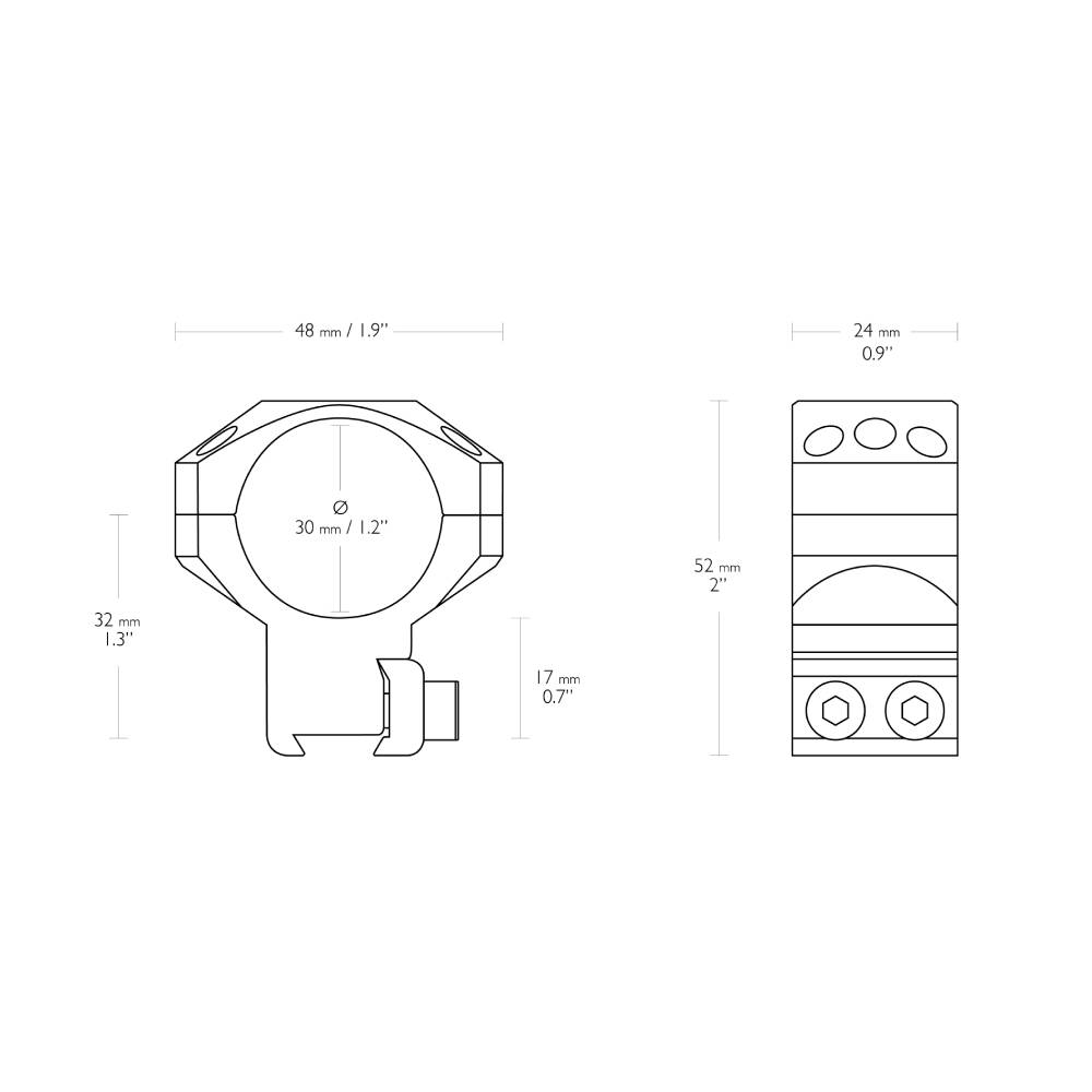 Hawke 2 Piece Tactical Ring Mounts - 9-11mm Dovetail | 30mm